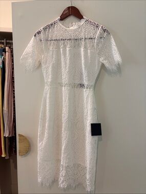 Lulu's White Lace Short-Sleeve Midi Dress